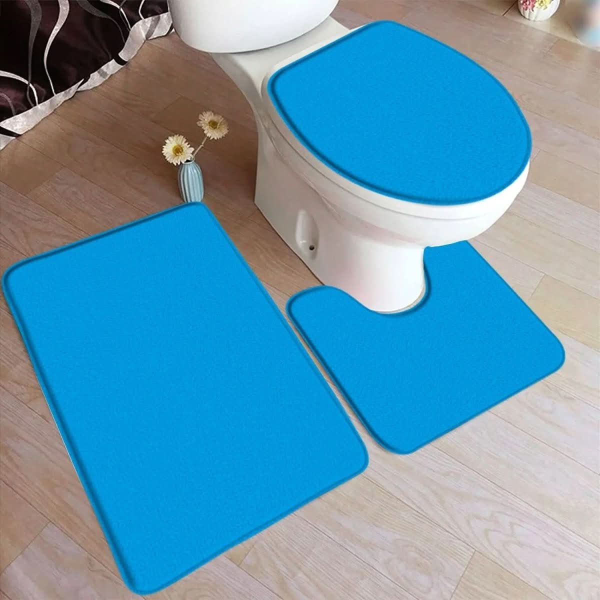 LuxaMat – 3-Teiliges Badteppich-Set mit Rutschfester Flanelloberfläche