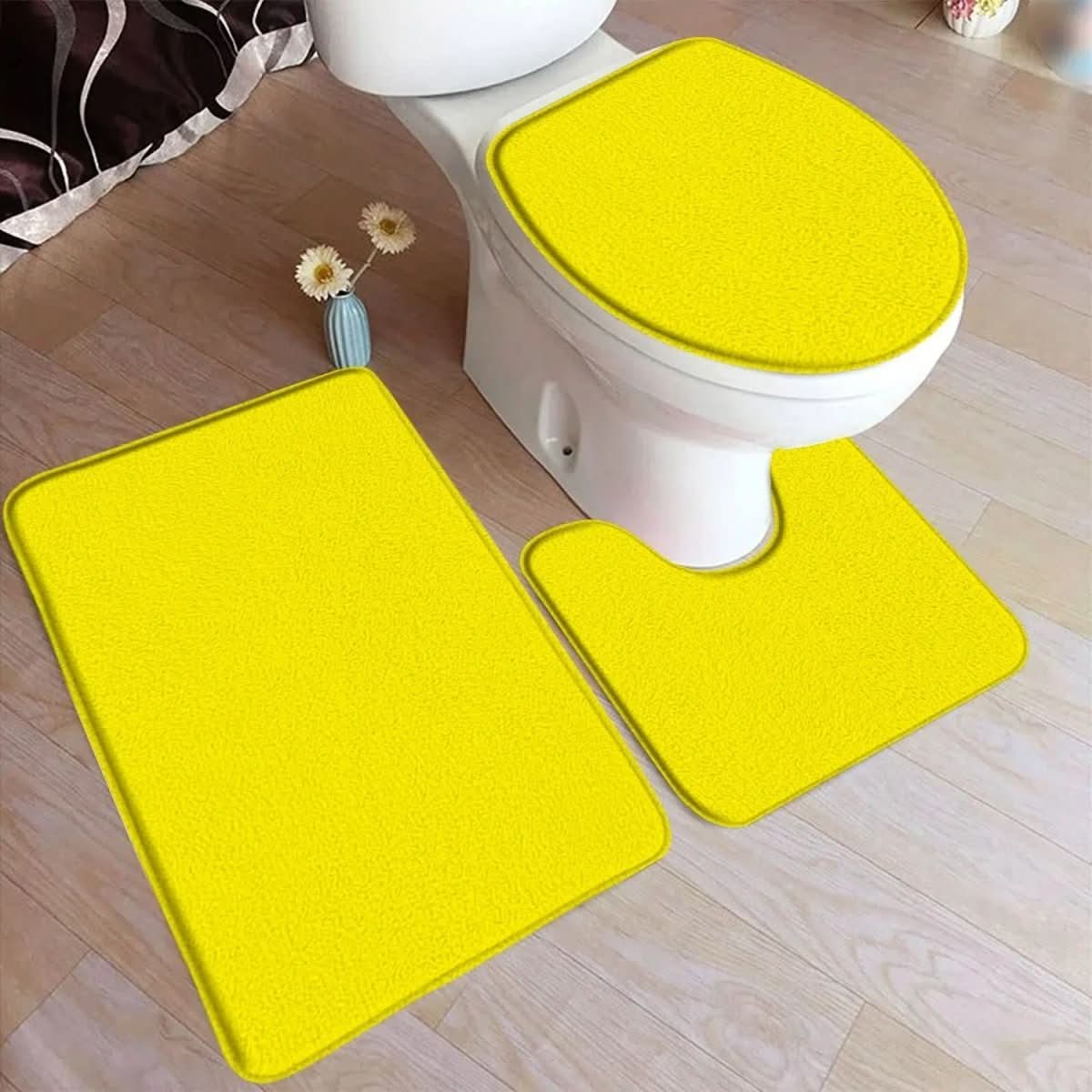 LuxaMat – 3-Teiliges Badteppich-Set mit Rutschfester Flanelloberfläche