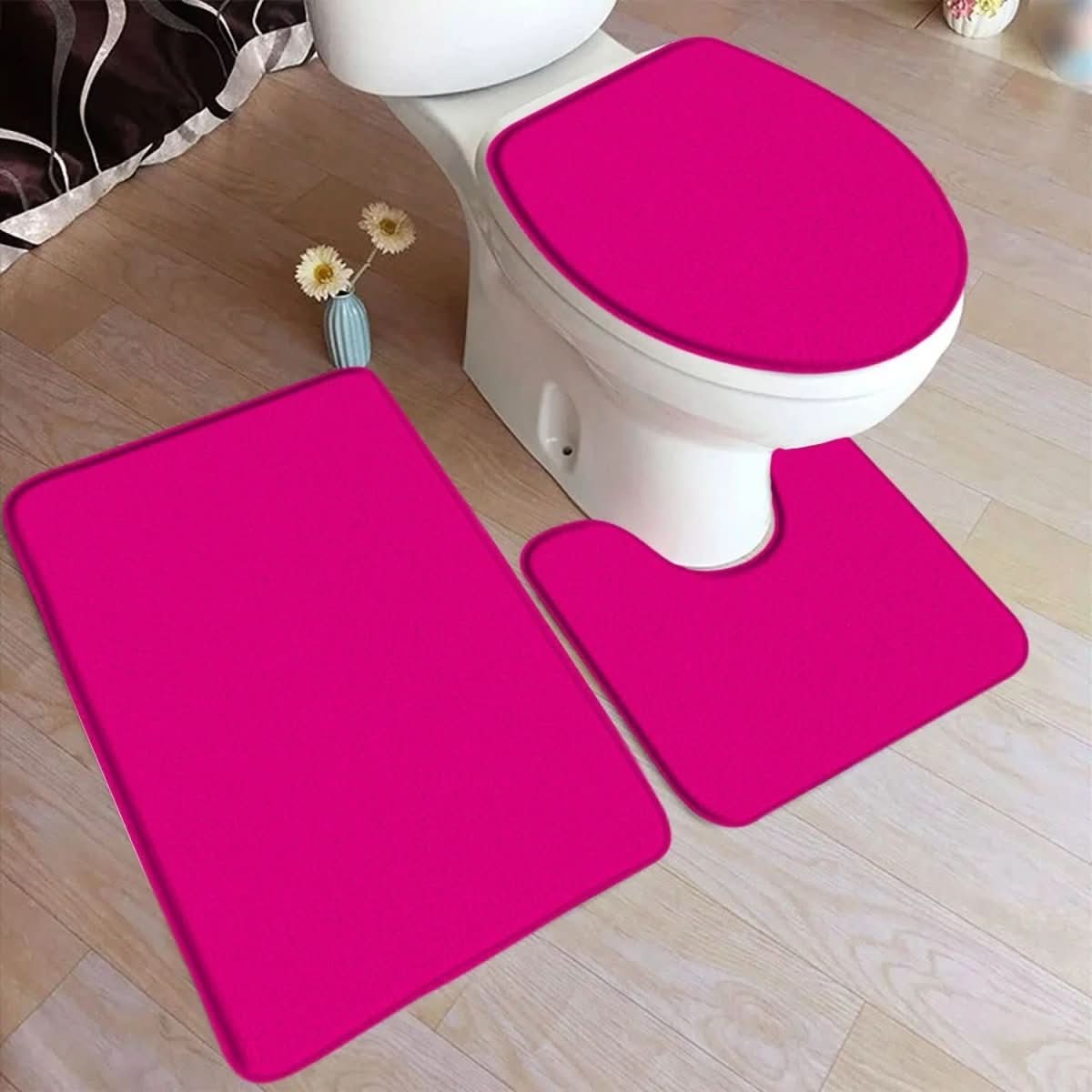 LuxaMat – 3-Teiliges Badteppich-Set mit Rutschfester Flanelloberfläche