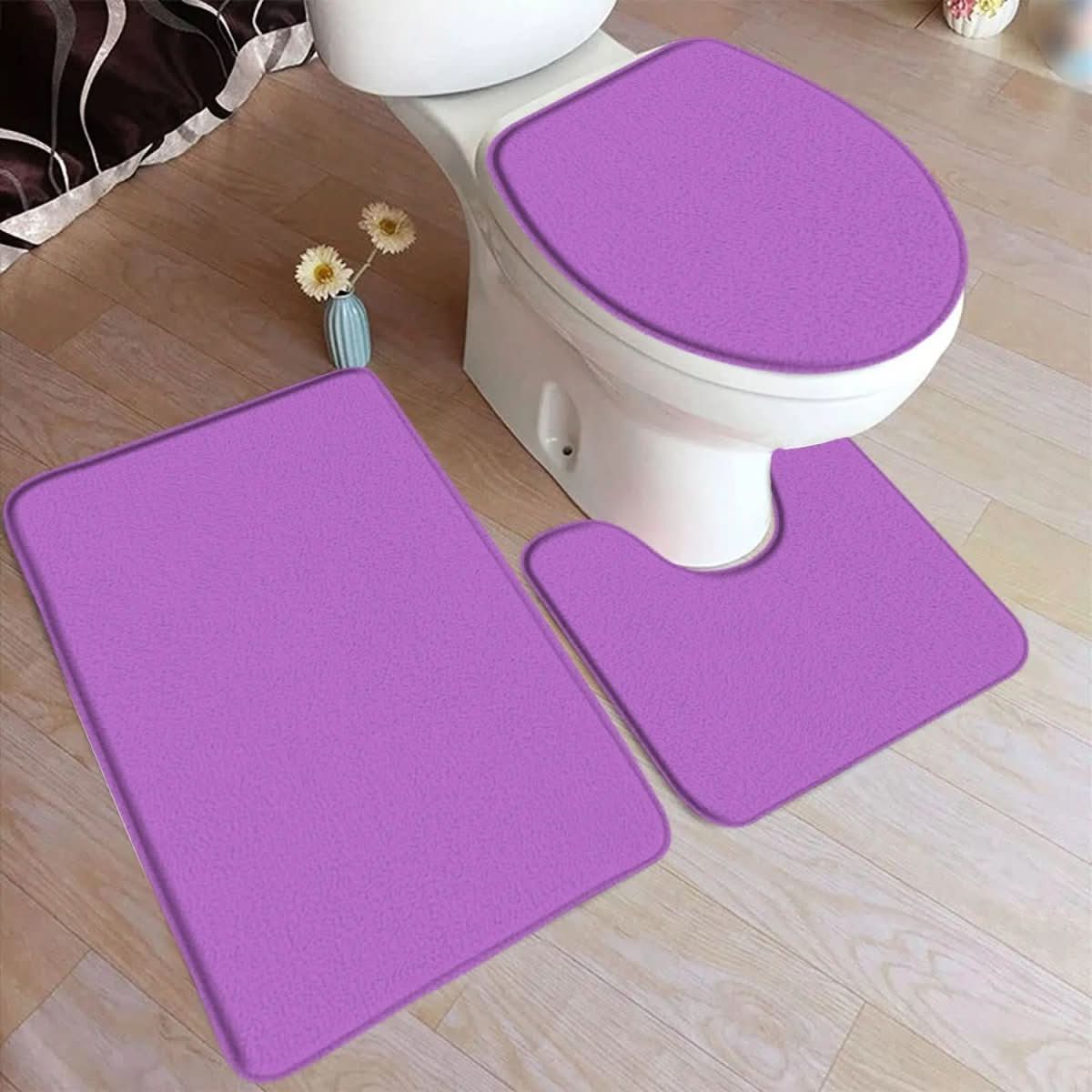 LuxaMat – 3-Teiliges Badteppich-Set mit Rutschfester Flanelloberfläche