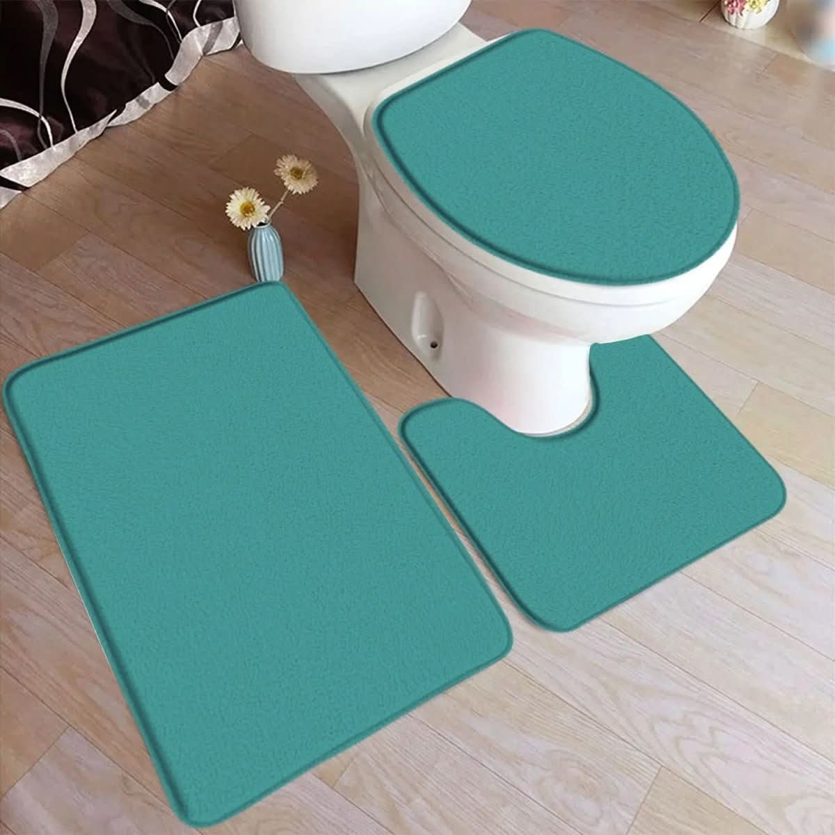 LuxaMat – 3-Teiliges Badteppich-Set mit Rutschfester Flanelloberfläche