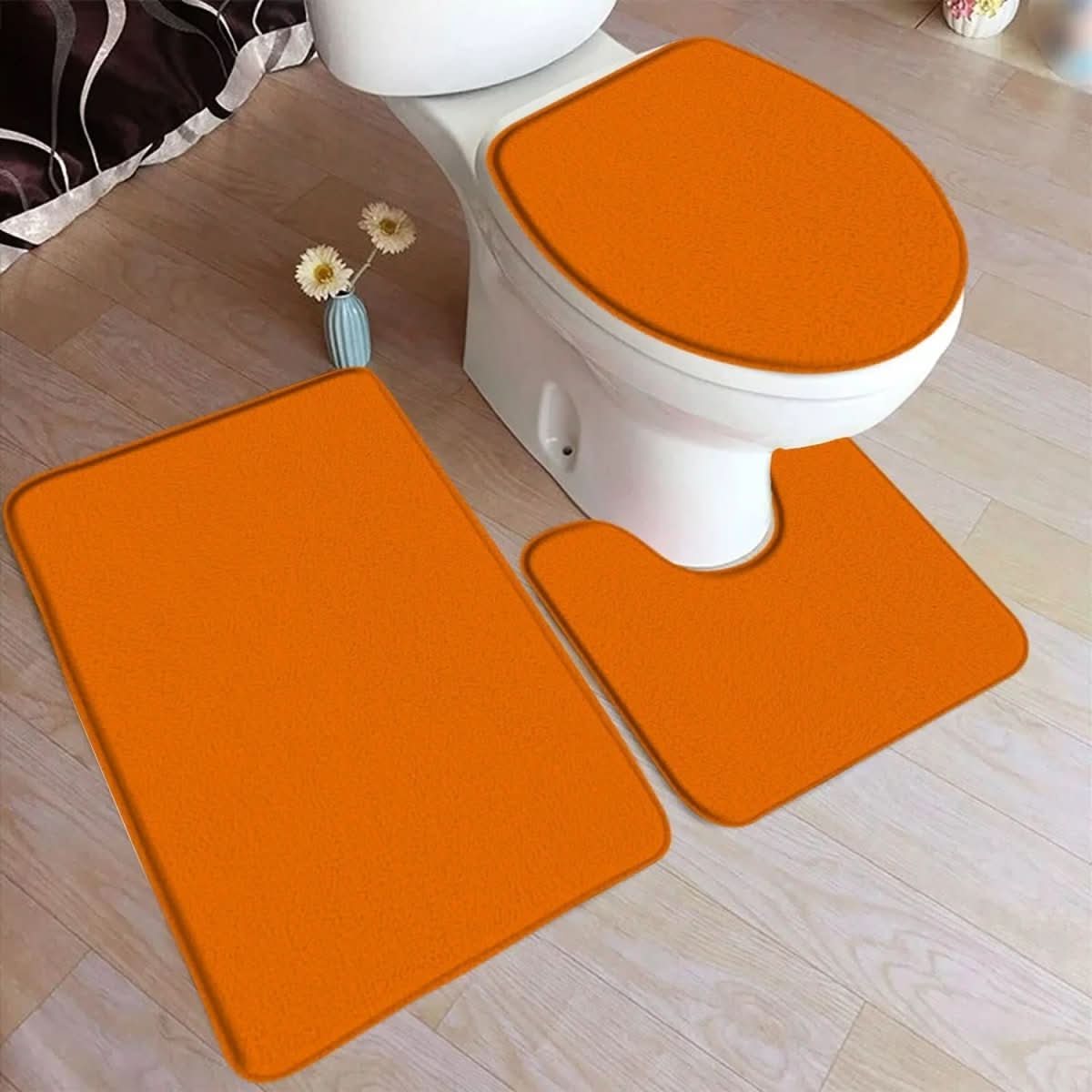 LuxaMat – 3-Teiliges Badteppich-Set mit Rutschfester Flanelloberfläche