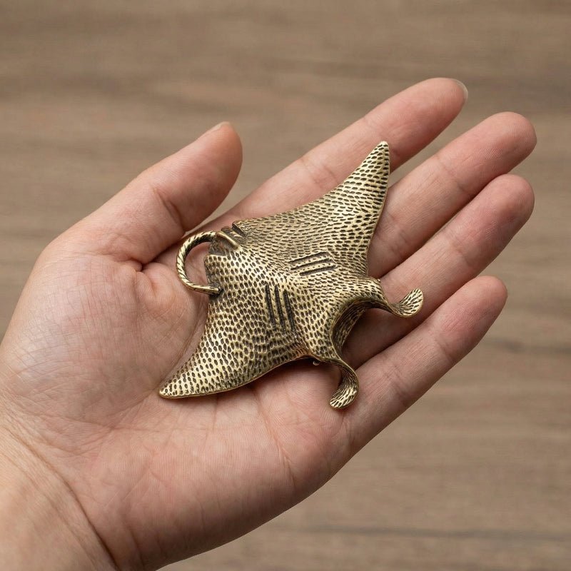 CoralCraft - Handgefertigte Messing-Mantarochen-Skulptur für Küstendekoration 3