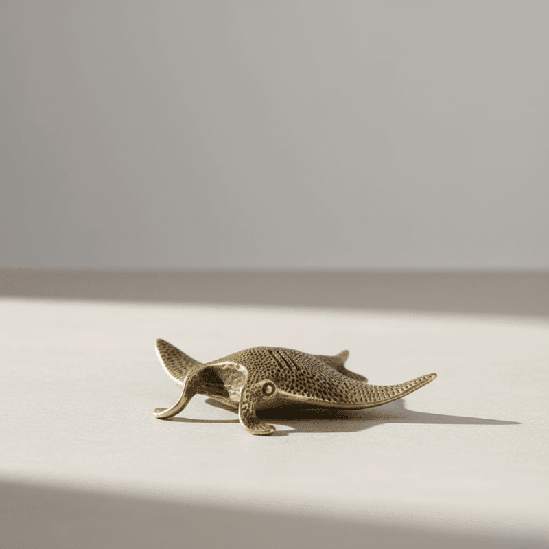CoralCraft - Handgefertigte Messing-Mantarochen-Skulptur für Küstendekoration 4