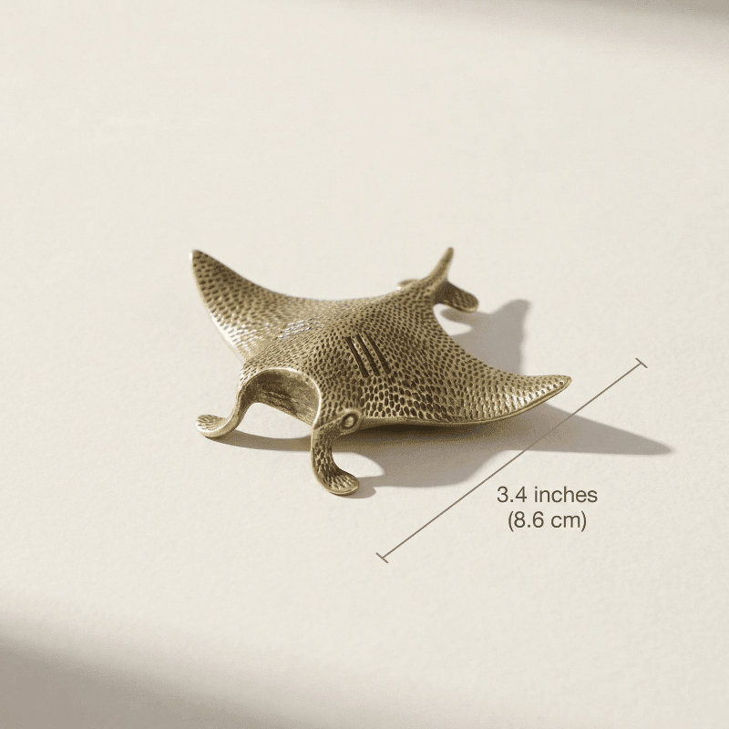CoralCraft - Handgefertigte Messing-Mantarochen-Skulptur für Küstendekoration 7