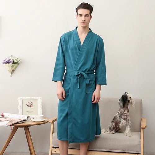 BaumwolleWelle – Geschlechtsneutral Waffel-Bademantel Aus Polyester, Atmungsaktiv Und Stilvoll