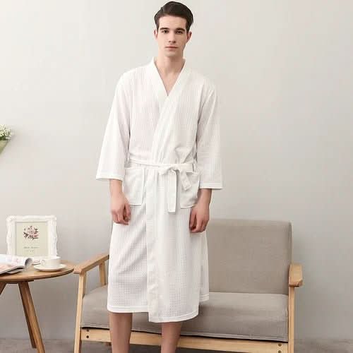 BaumwolleWelle – Geschlechtsneutral Waffel-Bademantel Aus Polyester, Atmungsaktiv Und Stilvoll