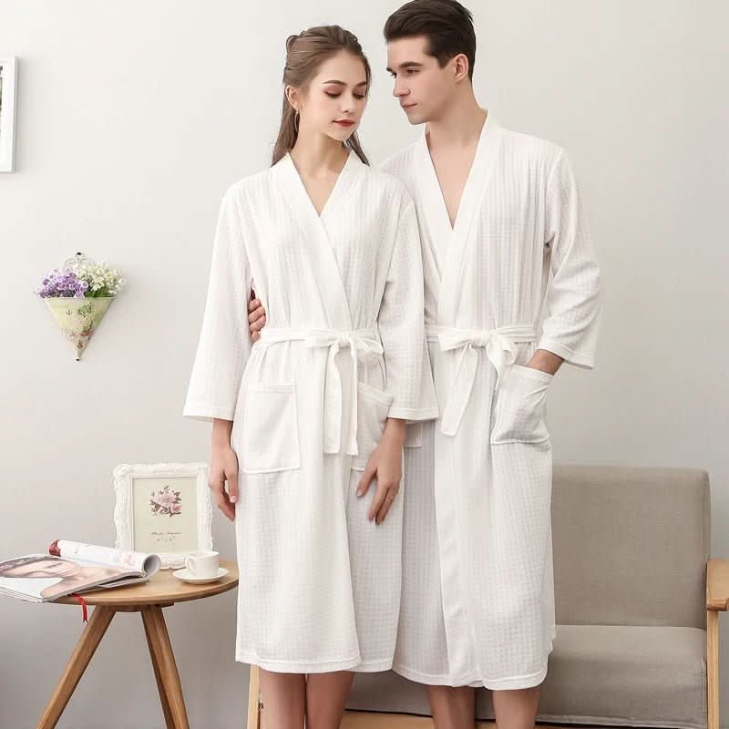 BaumwolleWelle – Geschlechtsneutral Waffel-Bademantel Aus Polyester, Atmungsaktiv Und Stilvoll