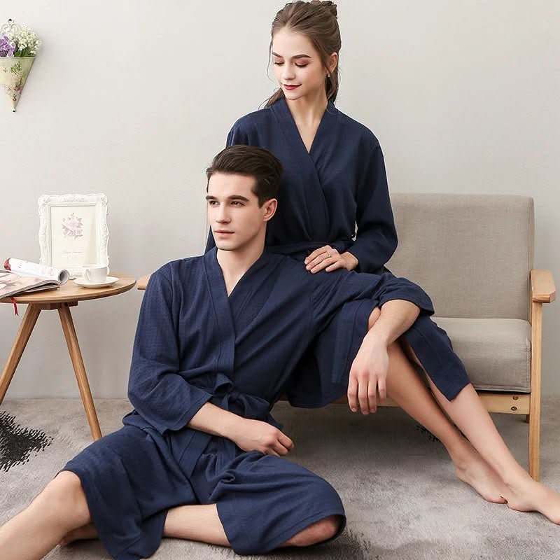 BaumwolleWelle – Geschlechtsneutral Waffel-Bademantel Aus Polyester, Atmungsaktiv Und Stilvoll