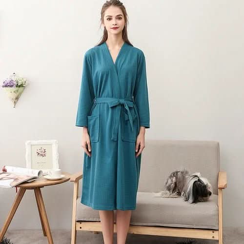 BaumwolleWelle – Geschlechtsneutral Waffel-Bademantel Aus Polyester, Atmungsaktiv Und Stilvoll