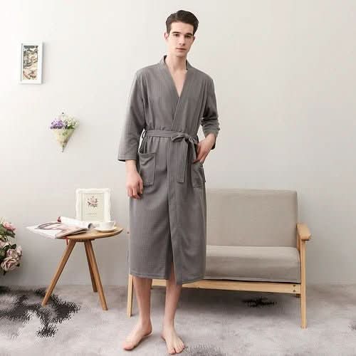 BaumwolleWelle – Geschlechtsneutral Waffel-Bademantel Aus Polyester, Atmungsaktiv Und Stilvoll