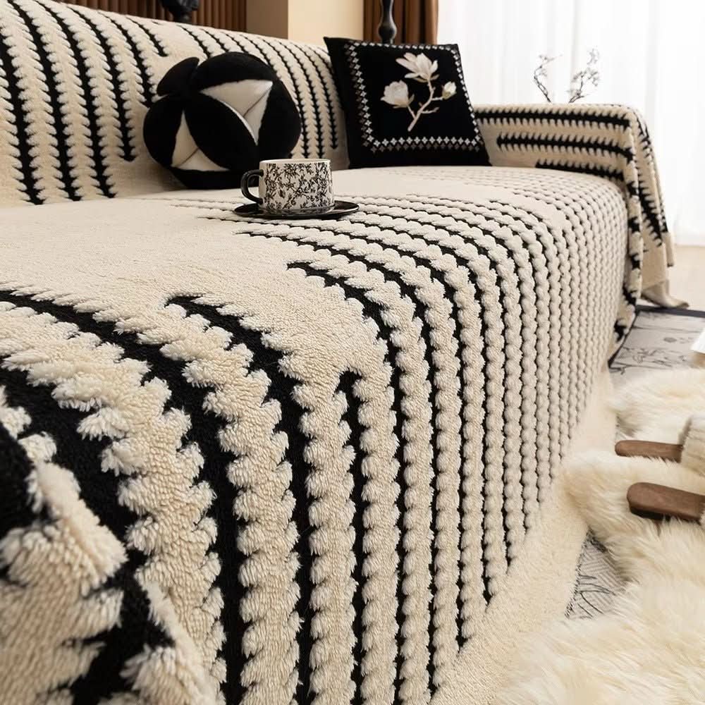 SofaWächter – Plüsch Sofaüberwurf mit Rutschfester Rückseite