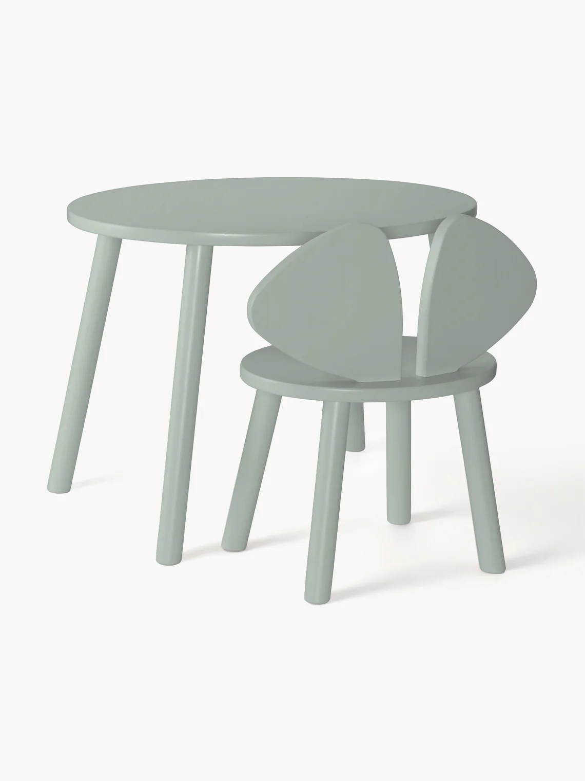 Kindertisch Mouse mit Kinderstuhl aus Birkenholz 2er-Set