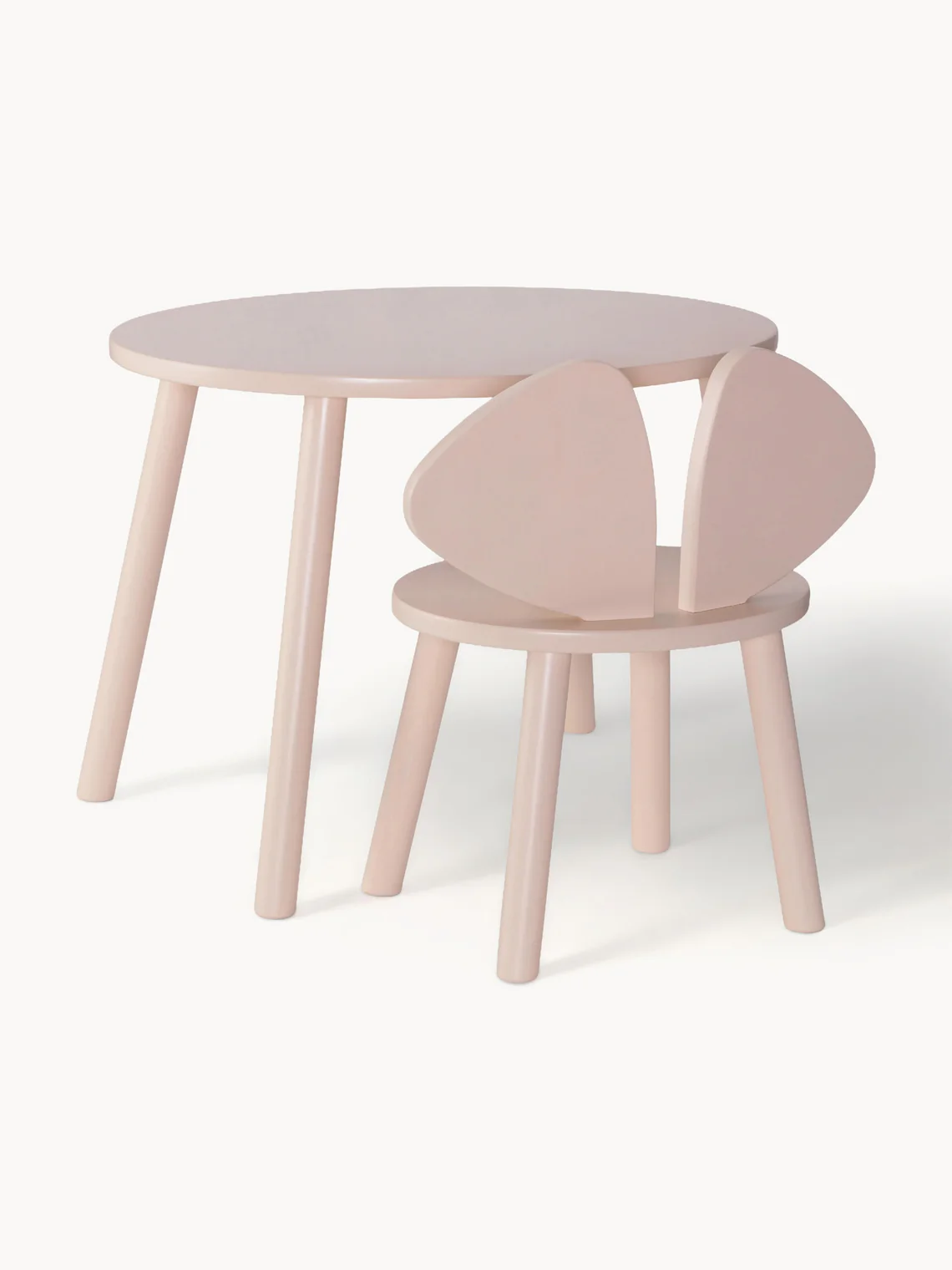 Kindertisch Mouse mit Kinderstuhl aus Birkenholz 2er-Set