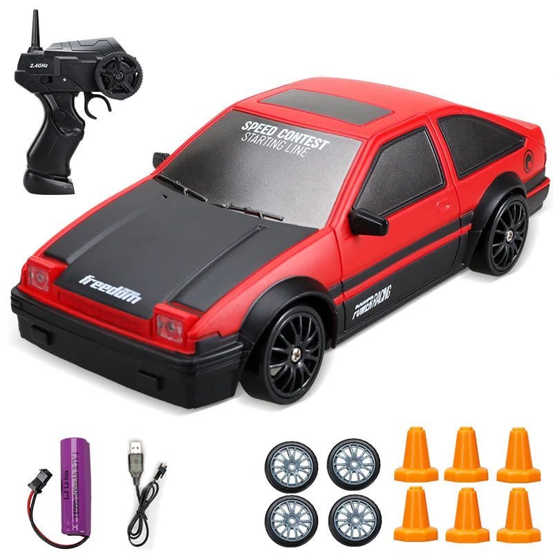 DRIFTHERO – 2,4-GHz-4WD-Hochgeschwindigkeits-RC-Auto mit AE86- und GTR-Renndesign 22