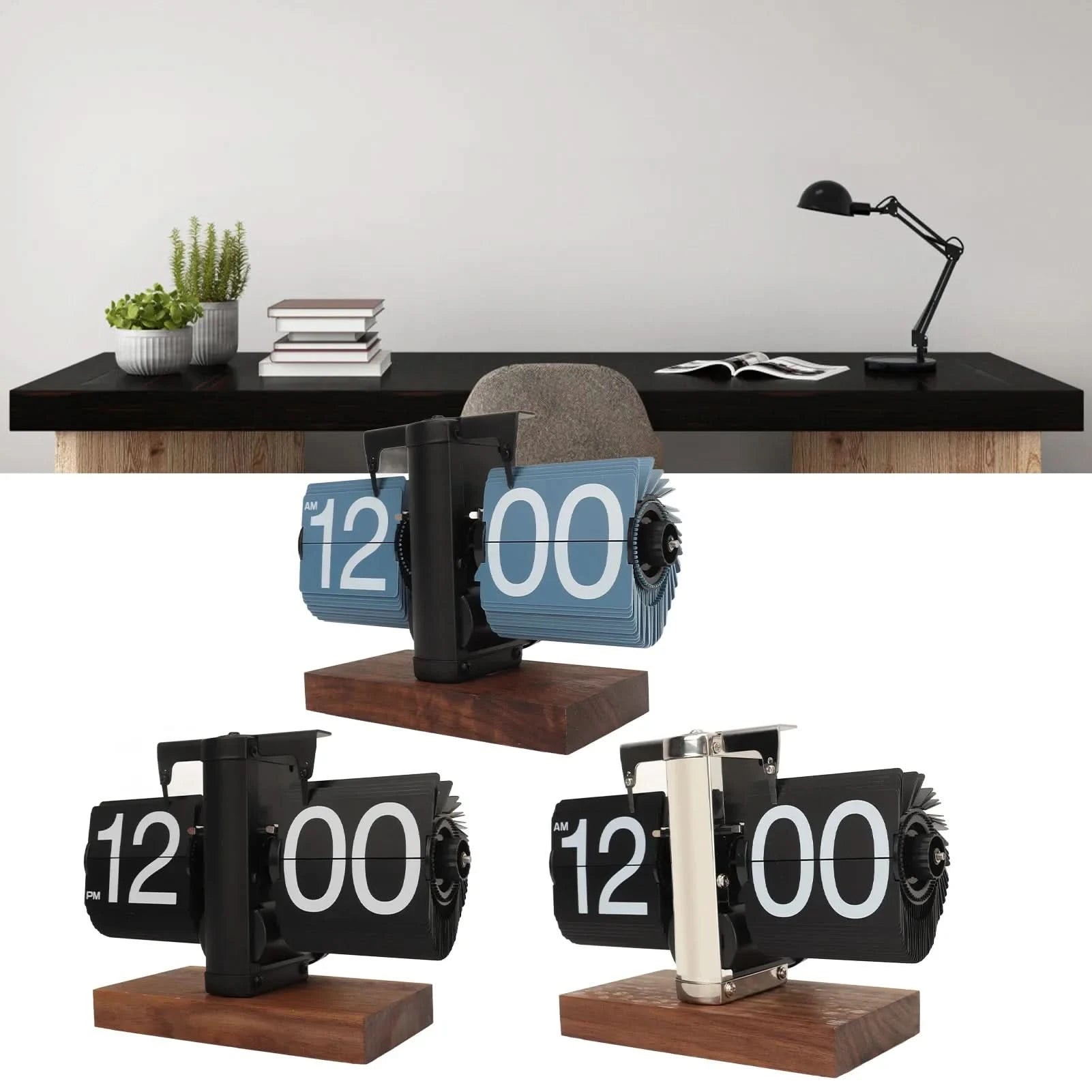 Silvara Retro-Klappuhr Walnussholz-Optik Edler Retro-Charme Moderne Funktionalität