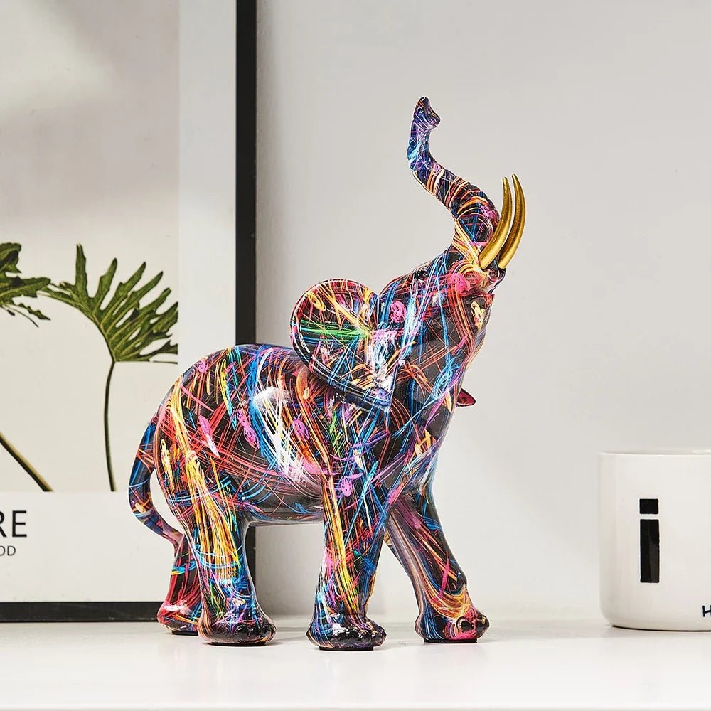 GRAFFIPHANT – Lebendige Graffiti-Elefantenfigur für künstlerische Heimdekoration 0