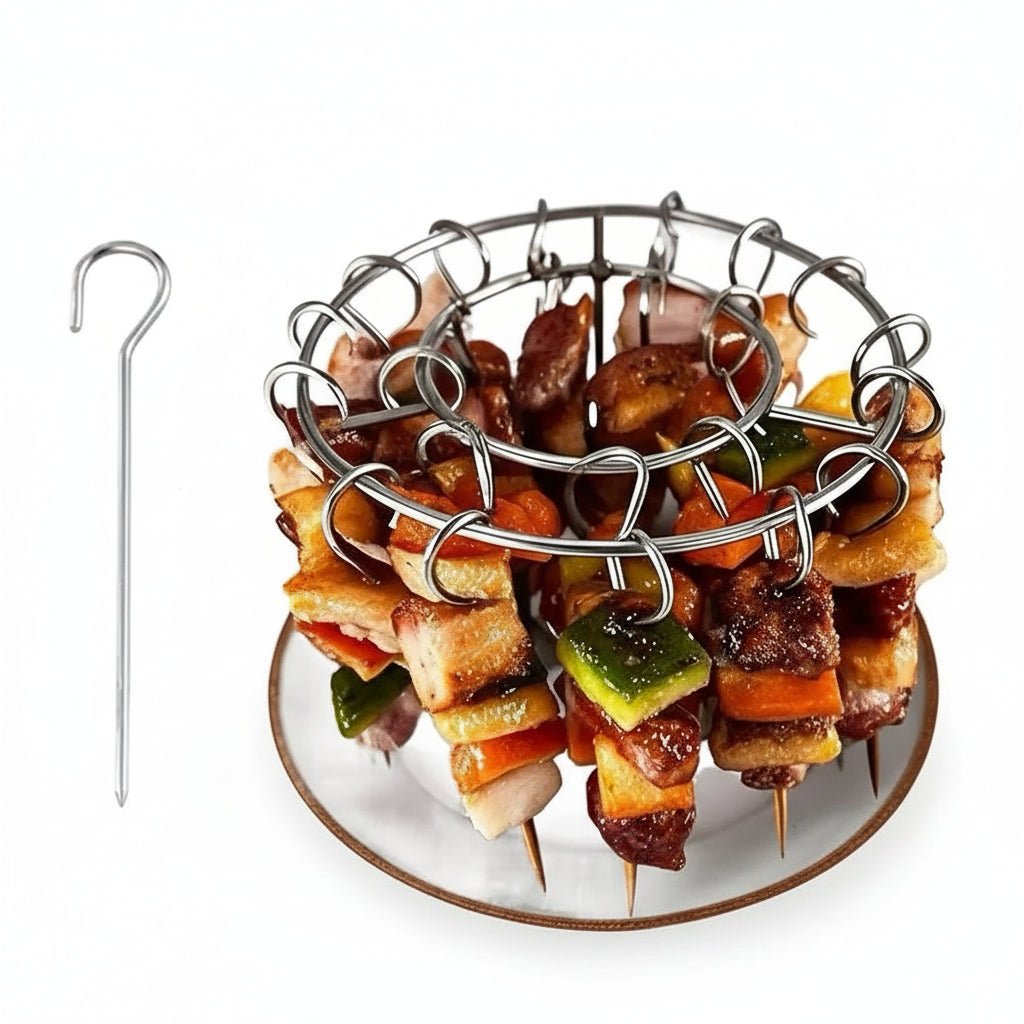 GRILLVERT – Edelstahl Grillrost für vertikales Grillen mit Spießhalter 0