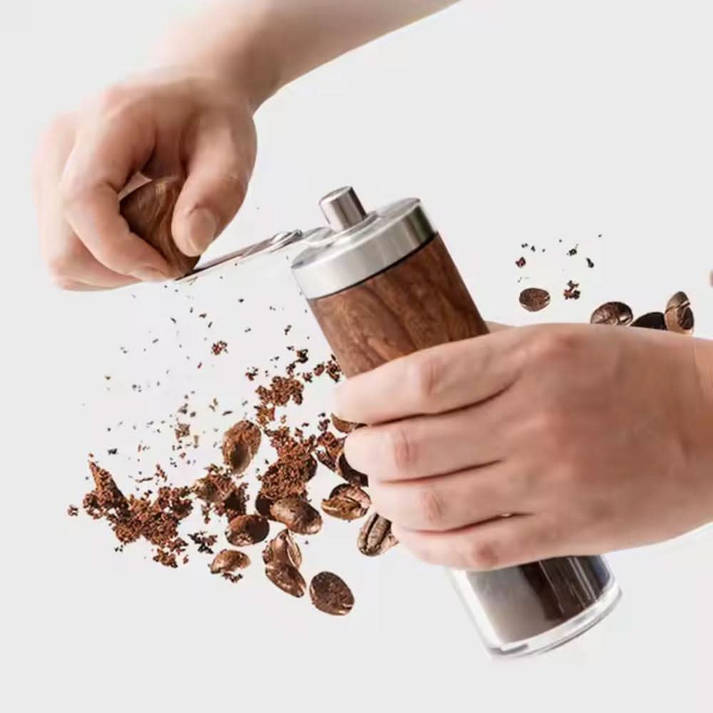 GrindMate – Tragbare Holz Kaffeemühle für Kaffee und Gewürze