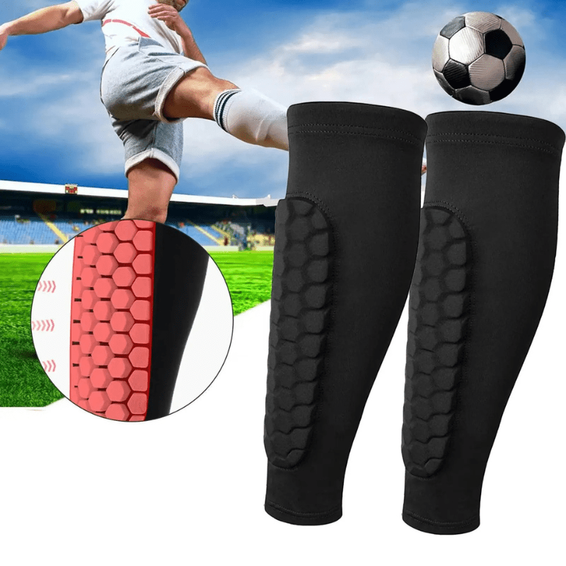 FortiGuard Neu Schienbeinschoner | Leichte Waben-Polsterung | Kompressions-Ärmel für Fußball & Training
