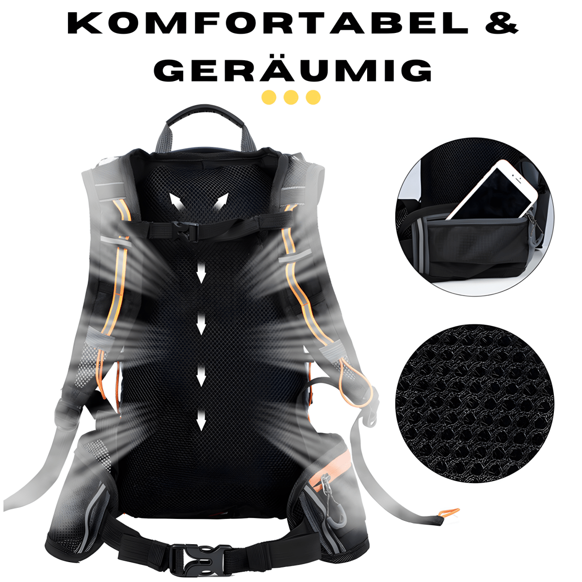 HydroRide | Leichter Outdoor-Rucksack für Wandern, Reisen & Radfahren