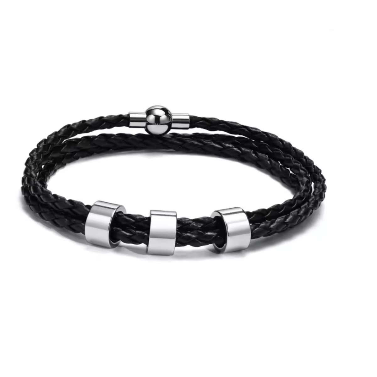 STRAVERO – Herren Geflochtenes Armband mit Personalisierte Namensperlen