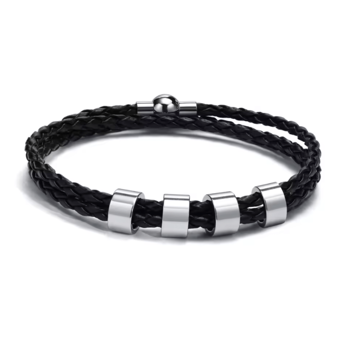 STRAVERO – Herren Geflochtenes Armband mit Personalisierte Namensperlen
