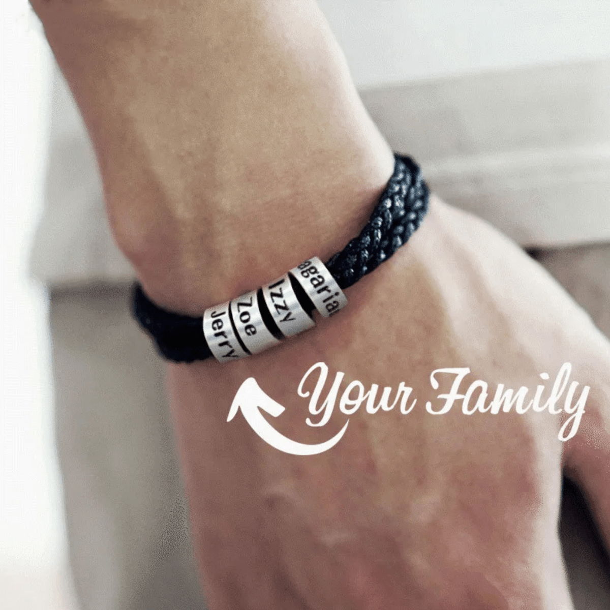 STRAVERO – Herren Geflochtenes Armband mit Personalisierte Namensperlen