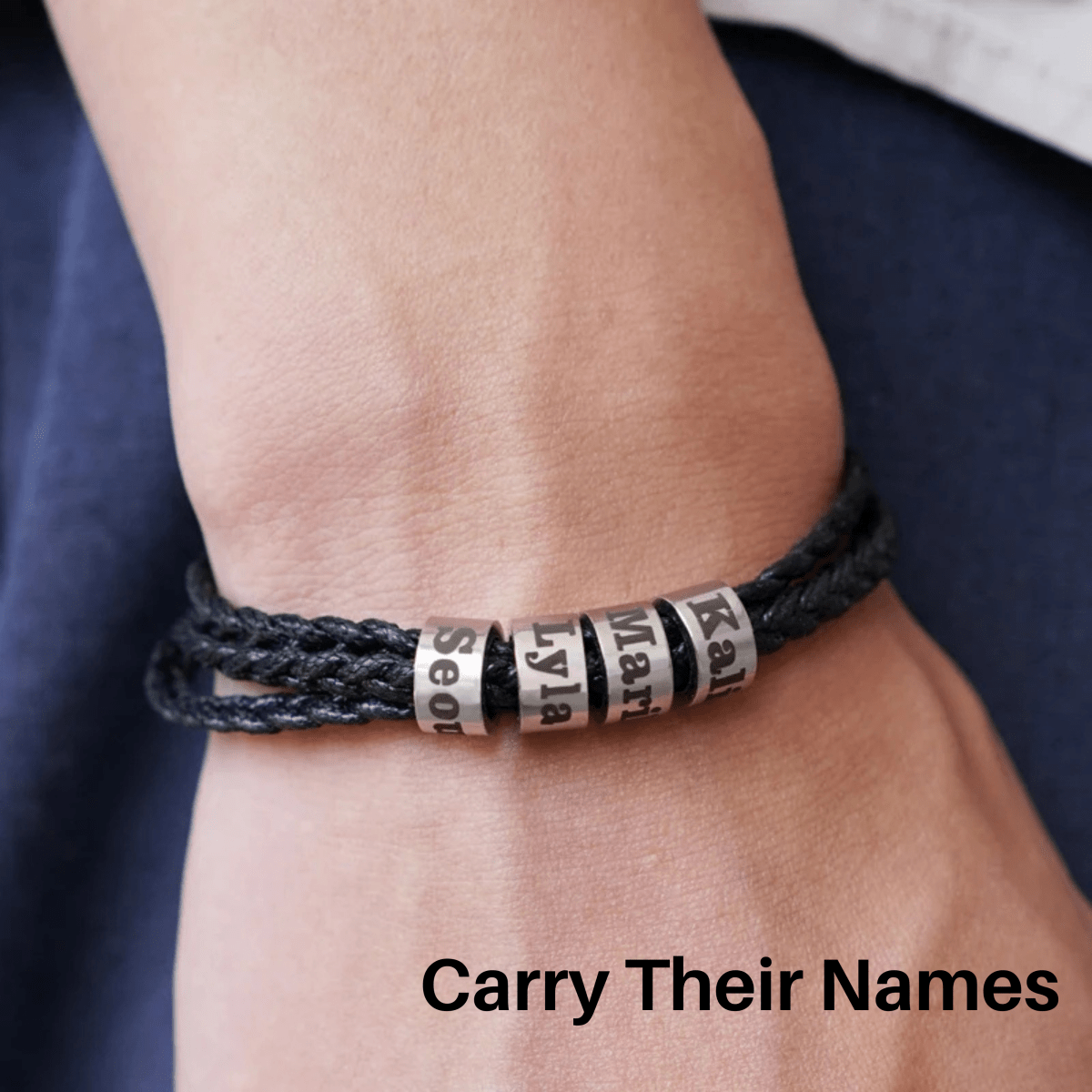 STRAVERO – Herren Geflochtenes Armband mit Personalisierte Namensperlen