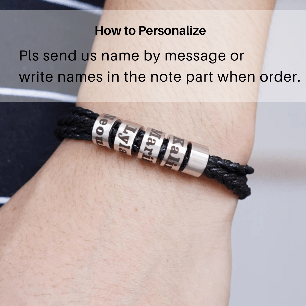 STRAVERO – Herren Geflochtenes Armband mit Personalisierte Namensperlen