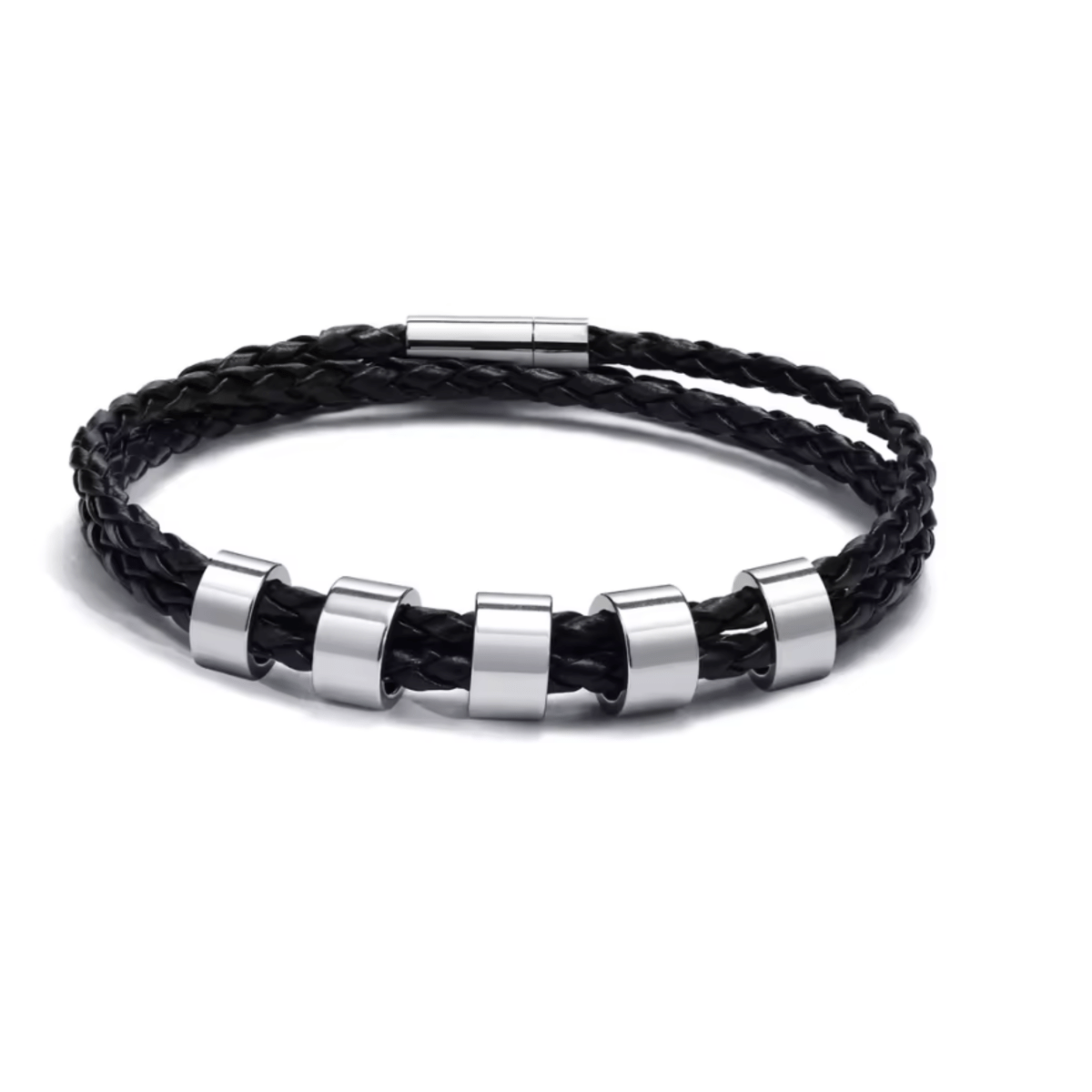 STRAVERO – Herren Geflochtenes Armband mit Personalisierte Namensperlen