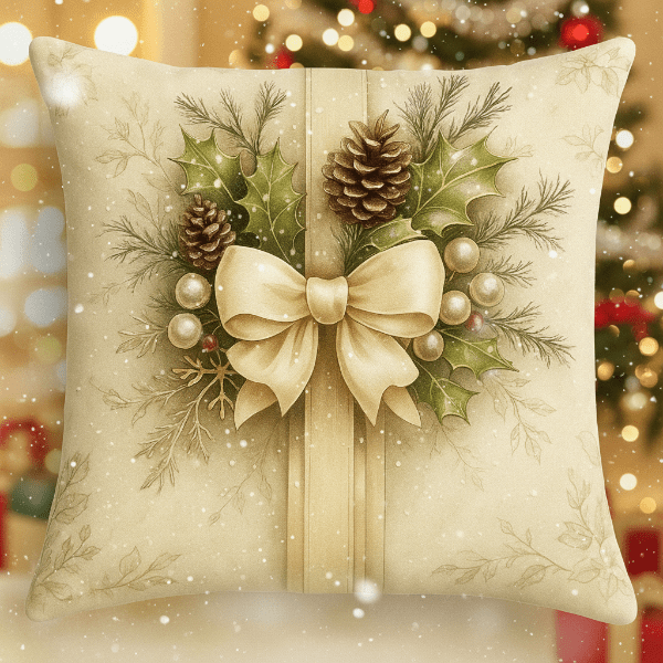 HollyPlush - Festliche Samtkissenbezüge mit Weihnachtsmotiven für Sofakissen 2