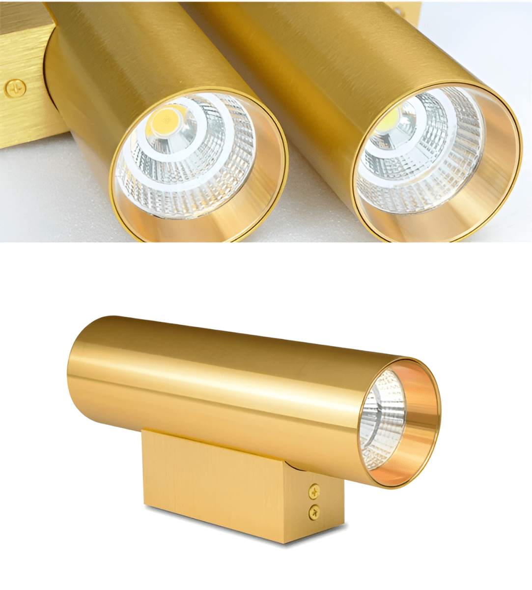 AILA Premium Wandleuchte Aluminium Goldton Modernes Design Elegante Zweifache Lichtfunktion