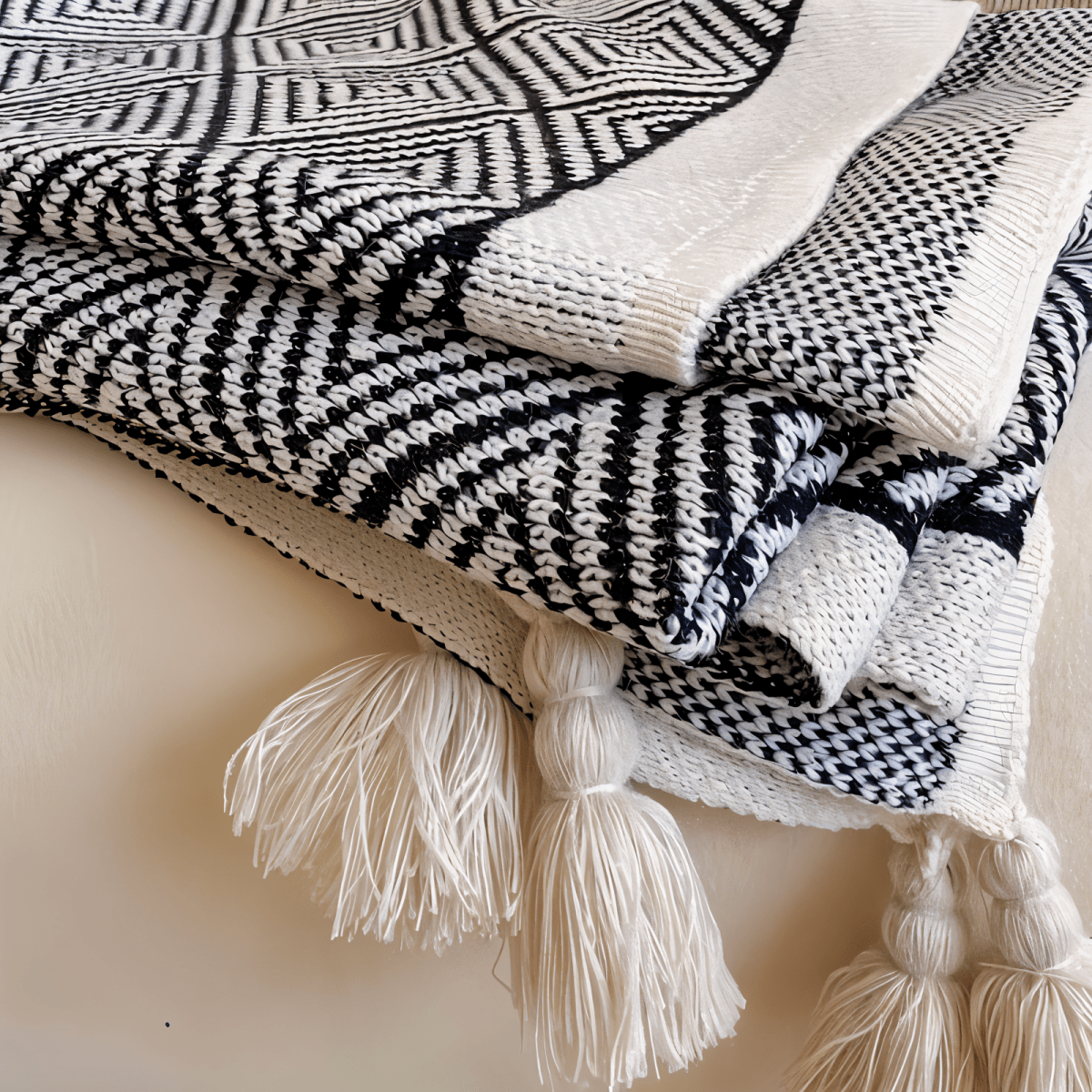 Polystripe – Gemütliche Schwarz-Weiß Geometrische Flausch-Decke