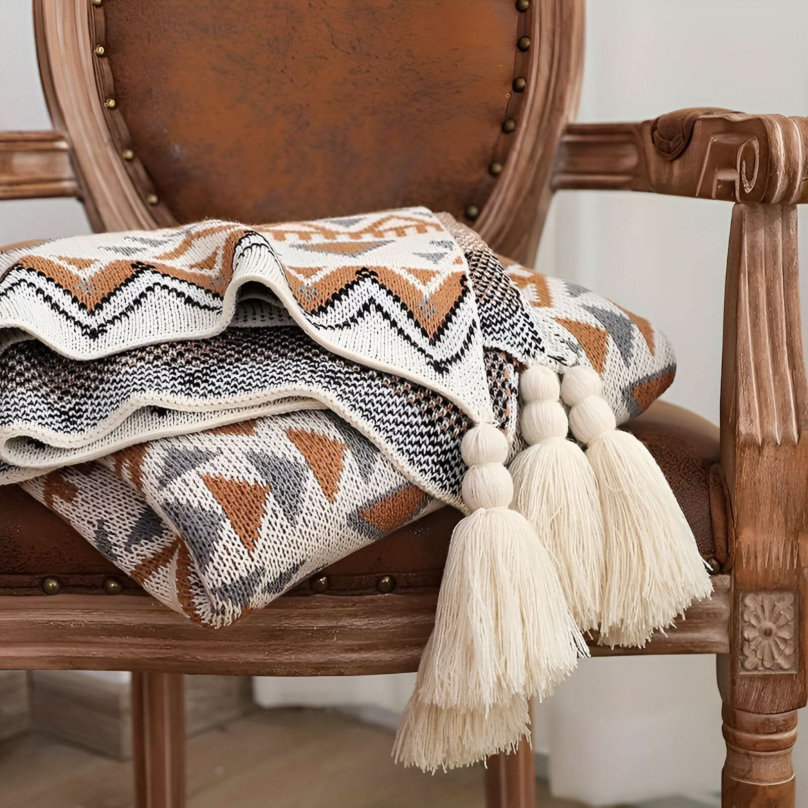 VIVIDLOOM – Geometrische Boho-Stil Fleece-Decke