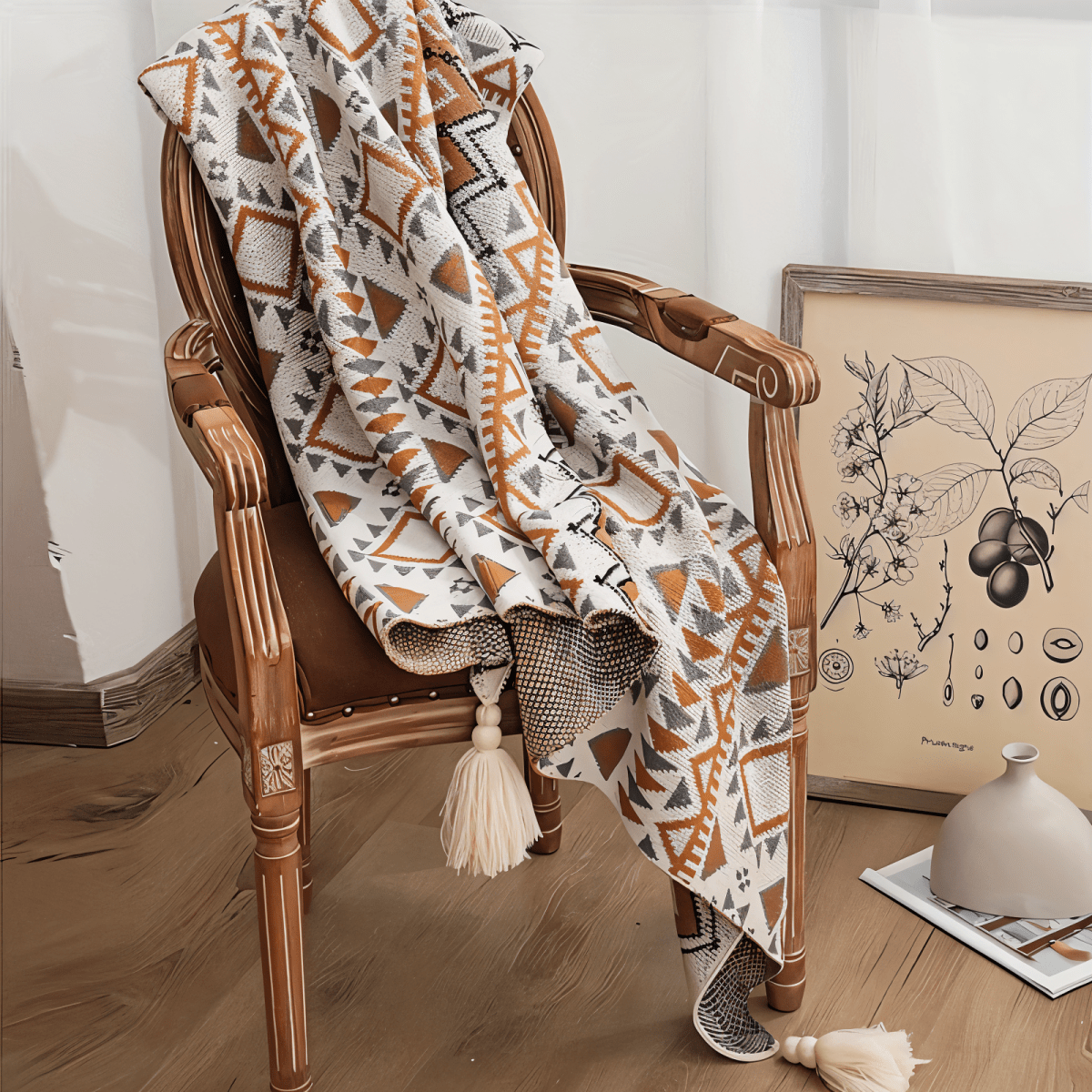 VIVIDLOOM – Geometrische Boho-Stil Fleece-Decke
