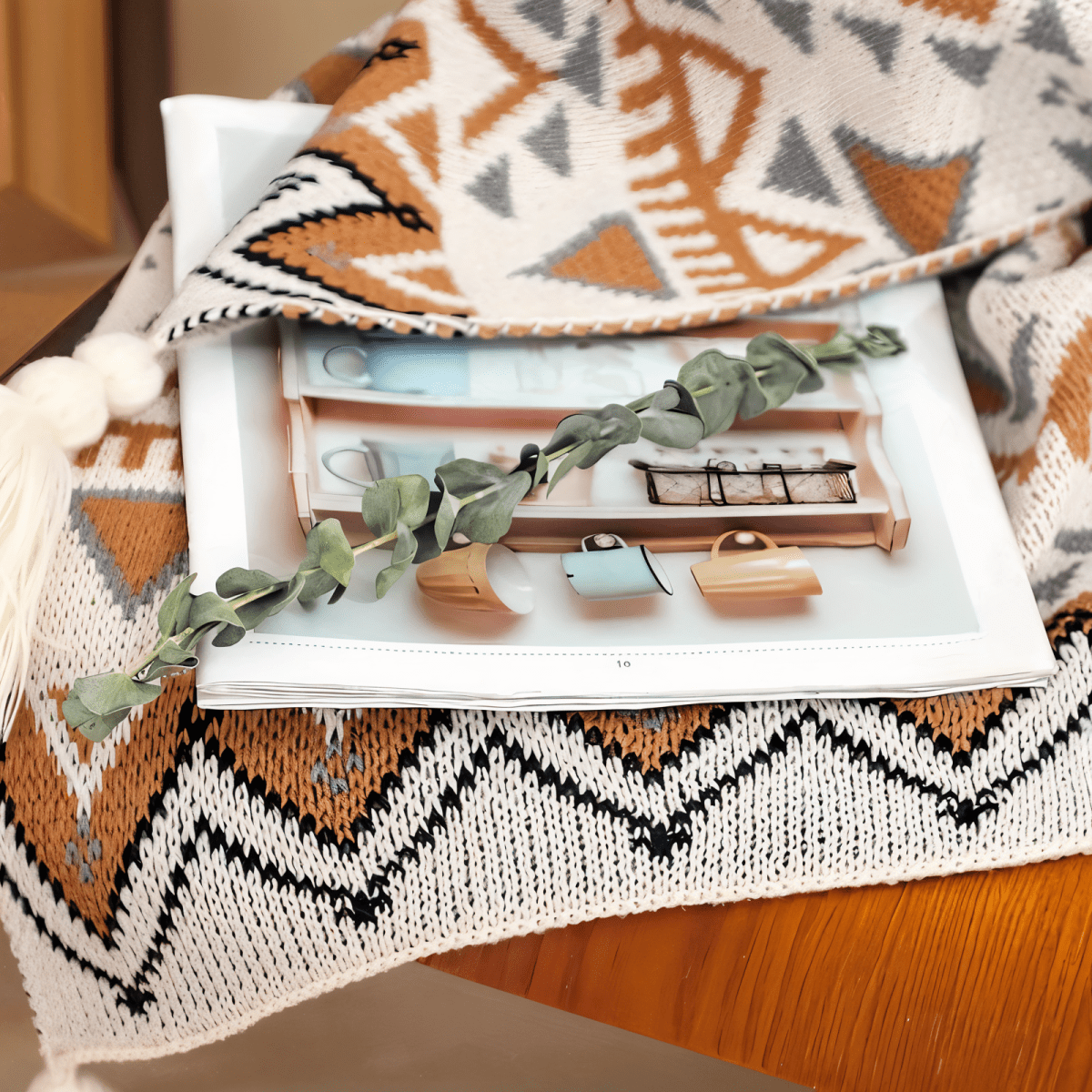 VIVIDLOOM – Geometrische Boho-Stil Fleece-Decke