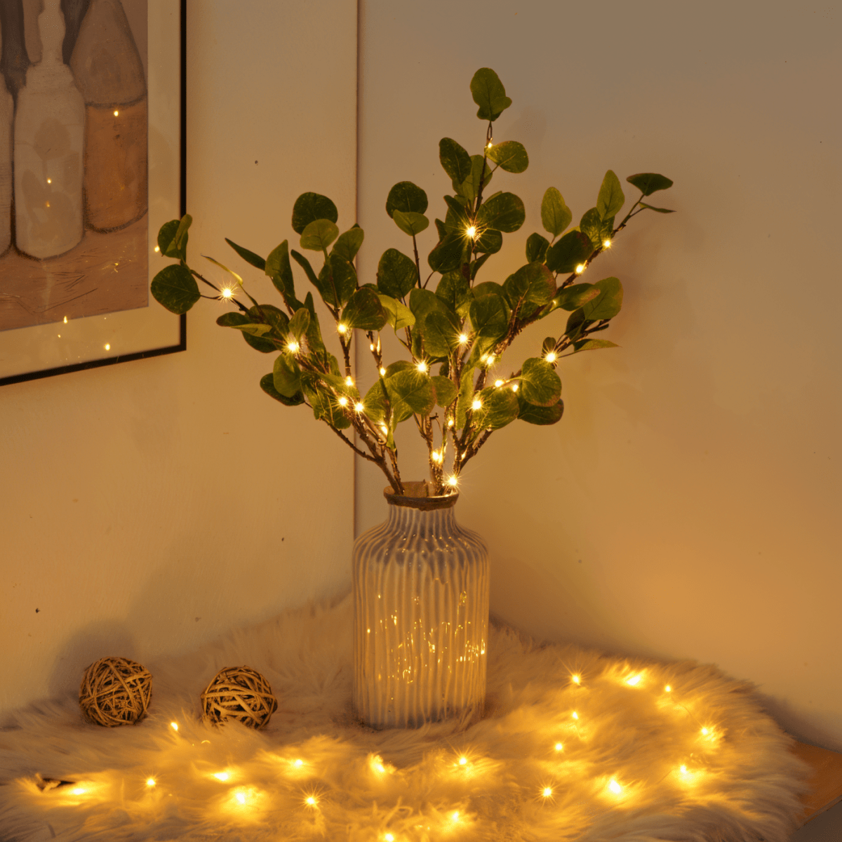 Ophelia LED Zweig Mit Glitzernden Lichtern 70 cm Lang