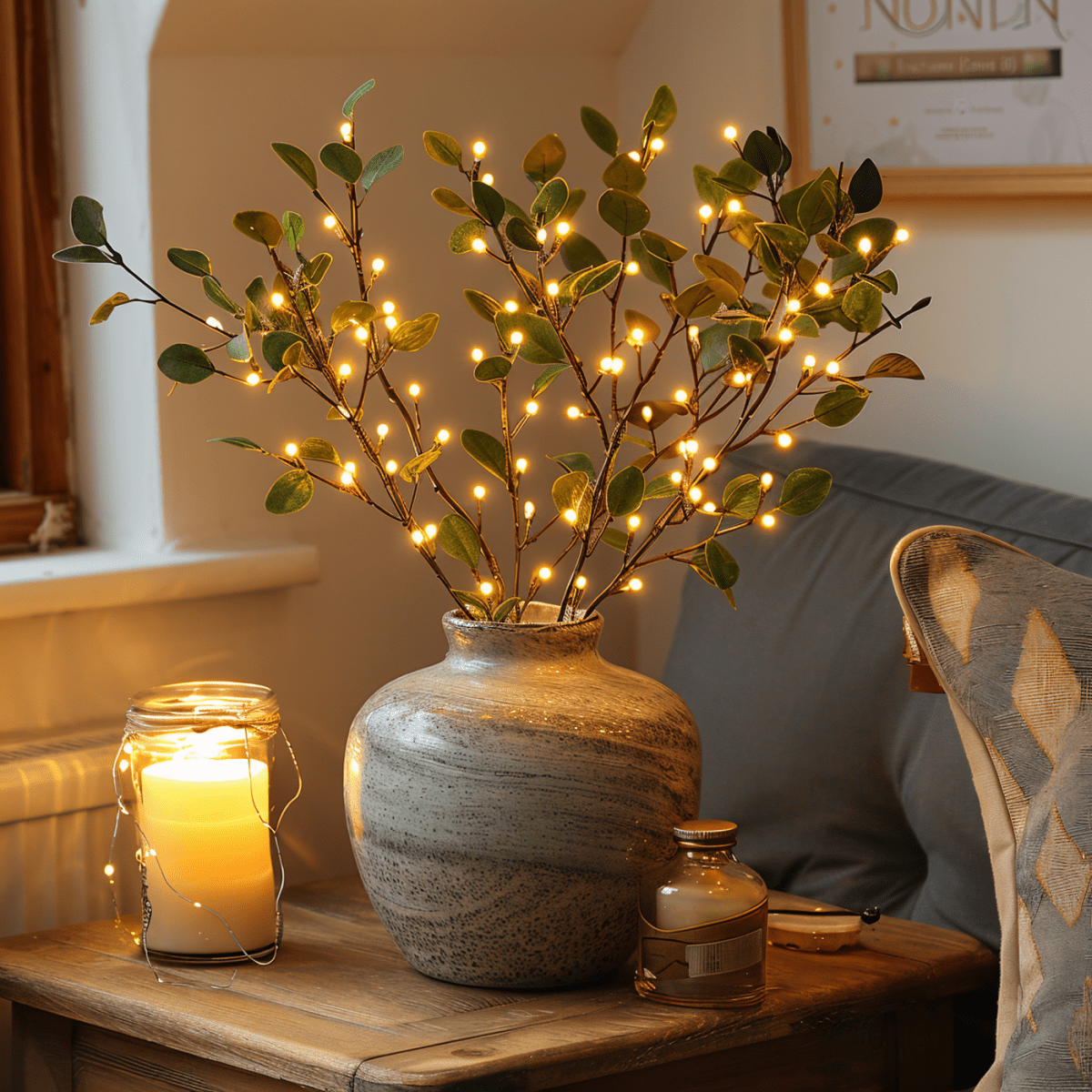 Ophelia LED Zweig Mit Glitzernden Lichtern 70 cm Lang