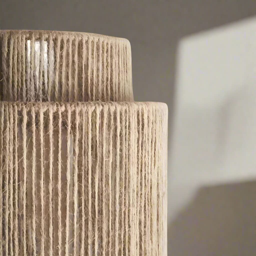 Helena Bohemische Wandleuchte Mit Rattan-Lampenschirm Und Hanfseil-Details