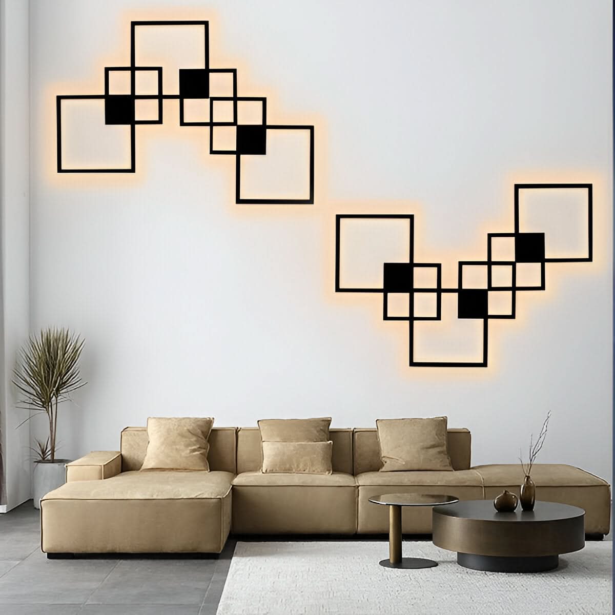 FLEUR Moderne Energieeffiziente LED-Wandleuchte Quadratisch Metall-Finish Raumakzent Beleuchtung