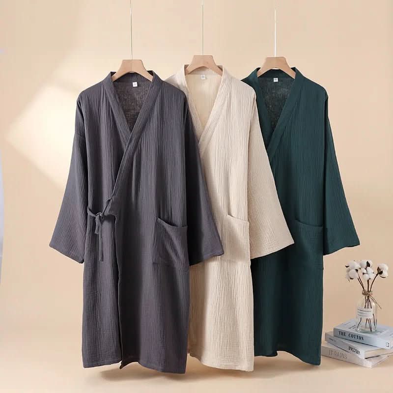 ZenGewebe Baumwoll Kimono | Atmungsaktiver Bademantel | Unisex | Leicht & Elegant Zuhause Wellness