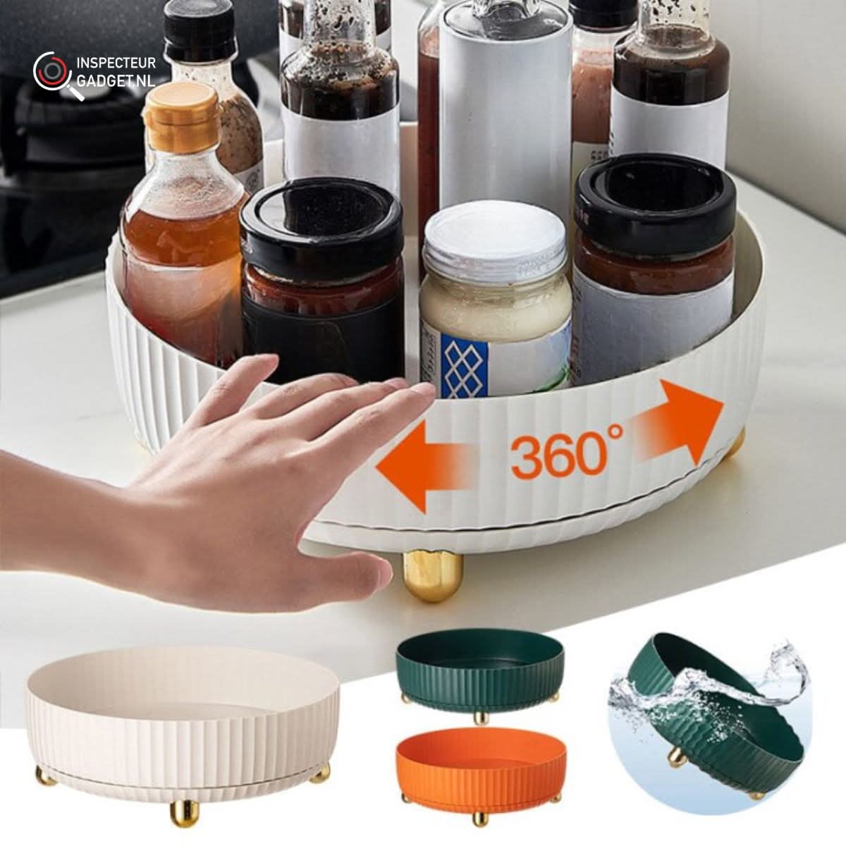 360° Drehung Organisierer – Drehbarer Aufbewahrungshelfer für Küche, Bad und Büro mit platzsparendem Design