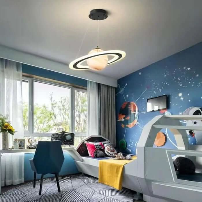 LED Planet Hängende Lampe – Kinderzimmer-Deckenlampe mit Planeten-Design & Sanftem Nachtlicht