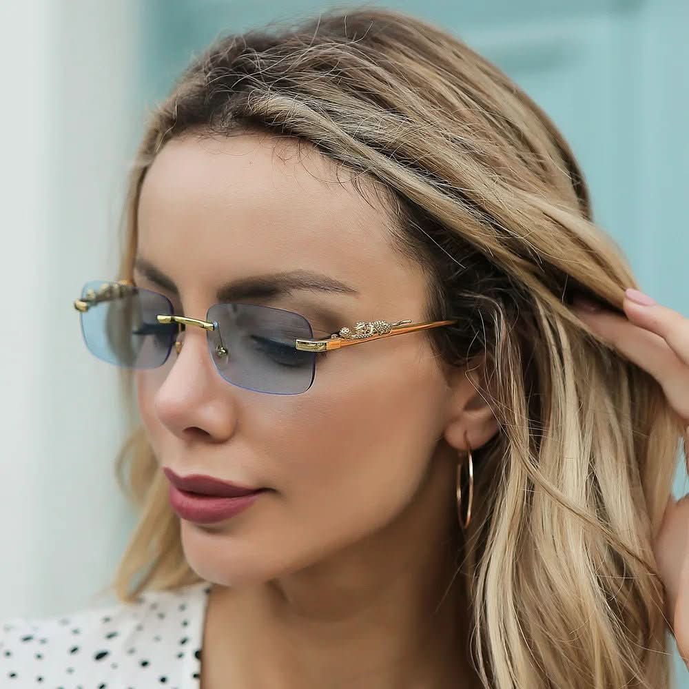 LEOVUE – Randlose Leopardenkopf-Sonnenbrille mit UV400-Schutz