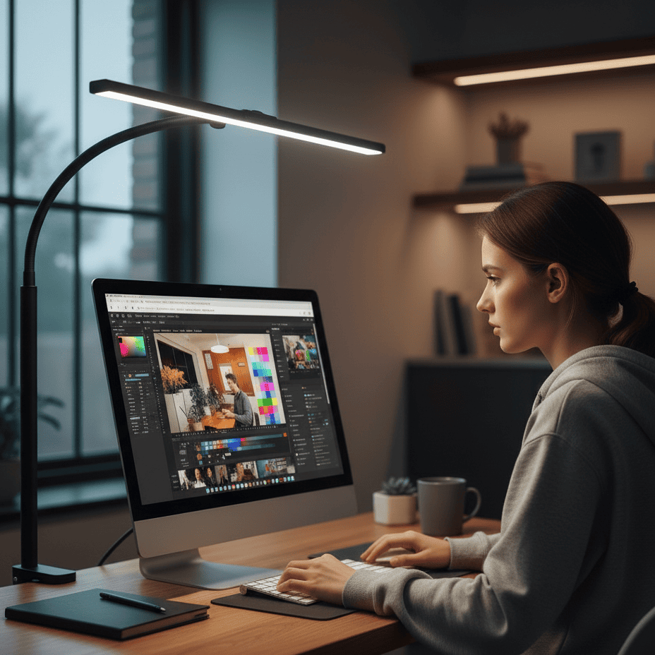 LUMIFLEX – Verstellbare LED-Schreibtischlampe mit 25 Beleuchtungsmodi und Klemme 4