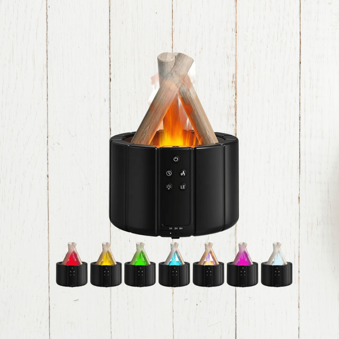 FlareMist Aroma Luftbefeuchter | Ultraschall Flammenlicht Diffuser | Luftbefeuchter mit Duftöl-Funktion | Entspannendes Wohnaccessoire