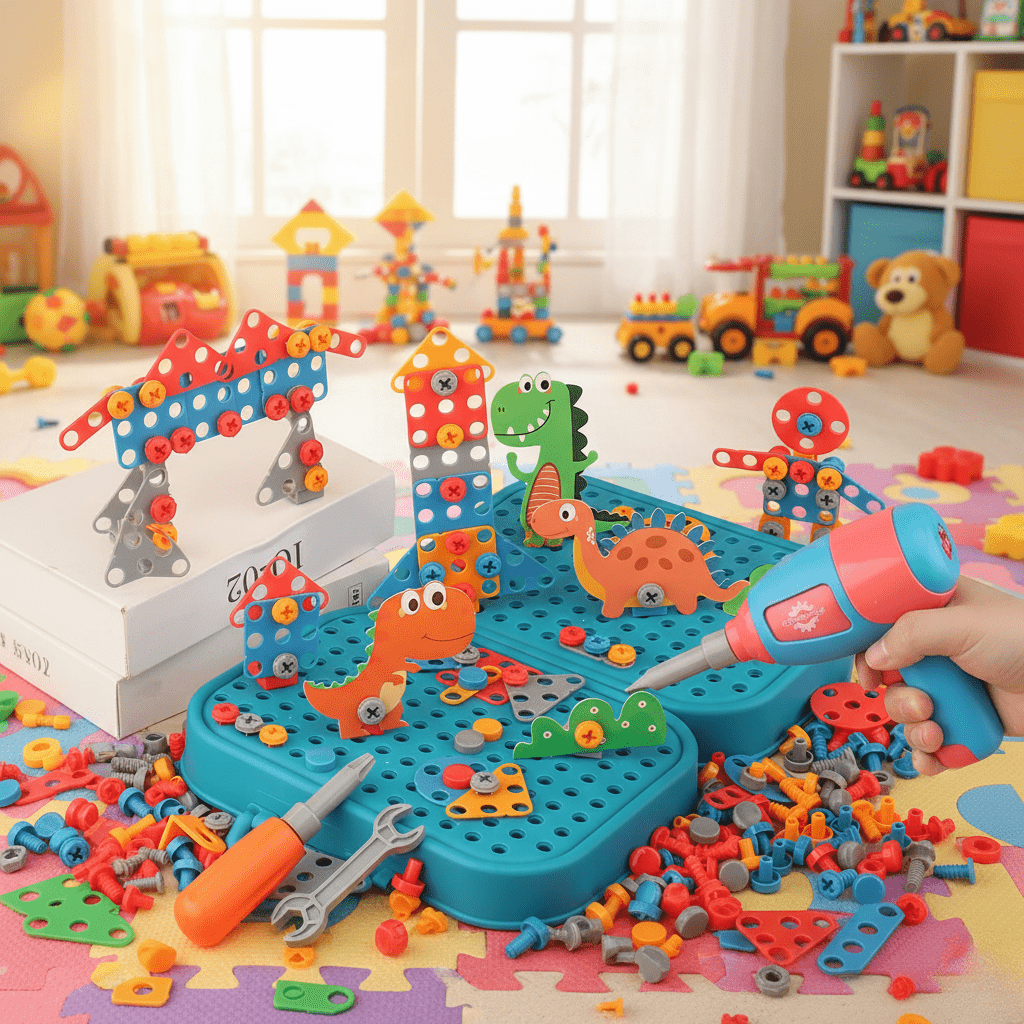 InnoCraft Werkzeugspiel Set – Kreatives Konstruktionsspielzeug Mit Bohrer Und Werkzeugen Für Kinder