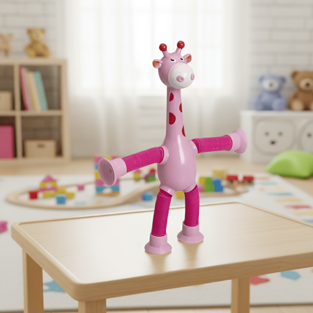 FlexiGiraffe – Dehnbares Saugnäpftassenspielzeug für Kreative Kinder