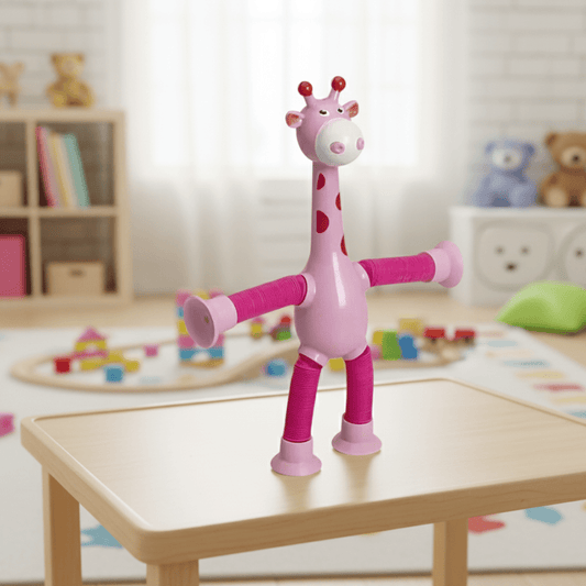 FlexiGiraffe – Dehnbares Saugnäpftassenspielzeug für Kreative Kinder